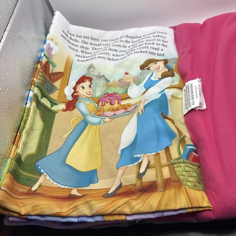Disney Princess Pillow Book Plush Storybook 3D Pink  Room Decor HTF Rare 14in